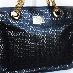 Anna Pellissari Floral Black & Gold Handbag